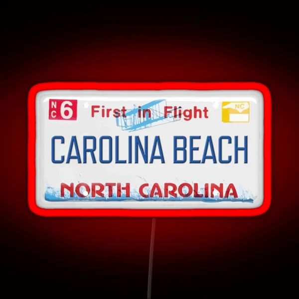Carolina Beach NC License Plate RGB Neon Sign