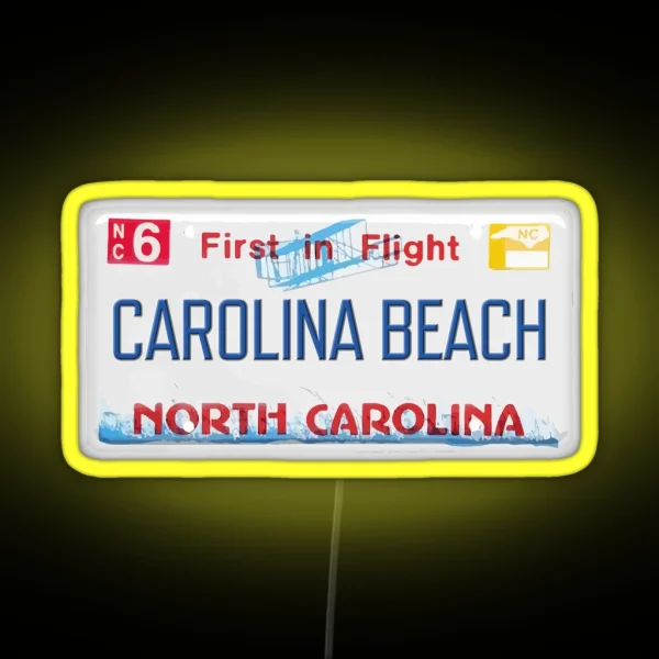 Carolina Beach NC License Plate RGB Neon Sign