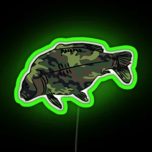 Carp Fish Angler Camouflage Carp Fishing RGB Neon Sign