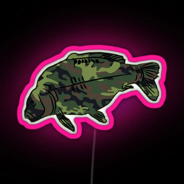 Carp Fish Angler Camouflage Carp Fishing RGB Neon Sign