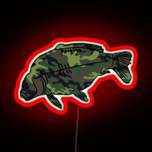 Carp Fish Angler Camouflage Carp Fishing RGB Neon Sign