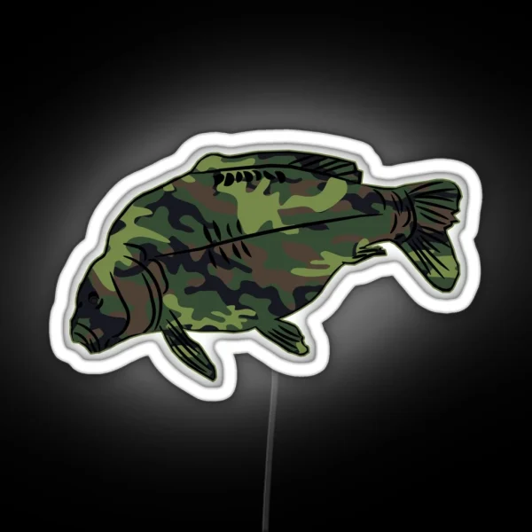Carp Fish Angler Camouflage Carp Fishing RGB Neon Sign