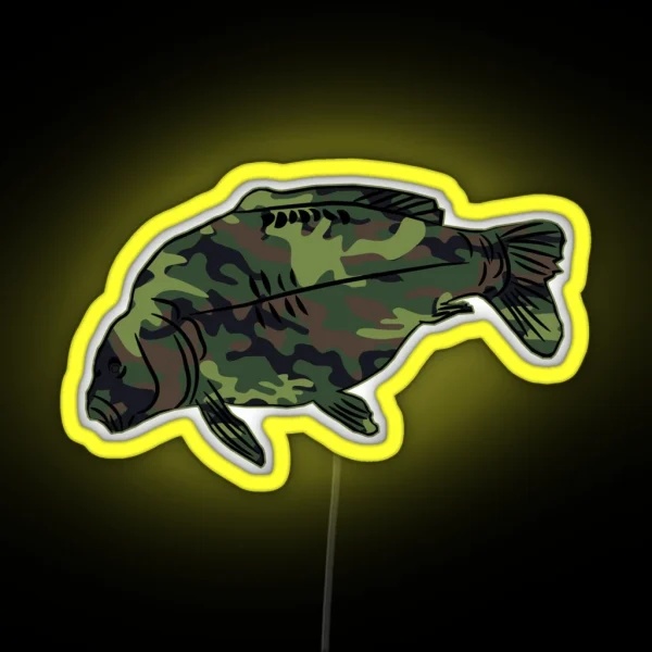 Carp Fish Angler Camouflage Carp Fishing RGB Neon Sign