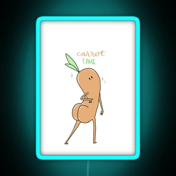 Carrot Cake Funny Cartoon RGB Neon Sign