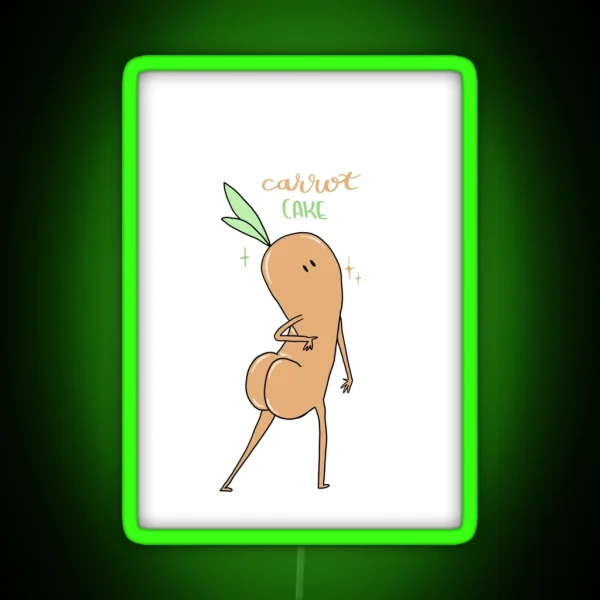 Carrot Cake Funny Cartoon RGB Neon Sign