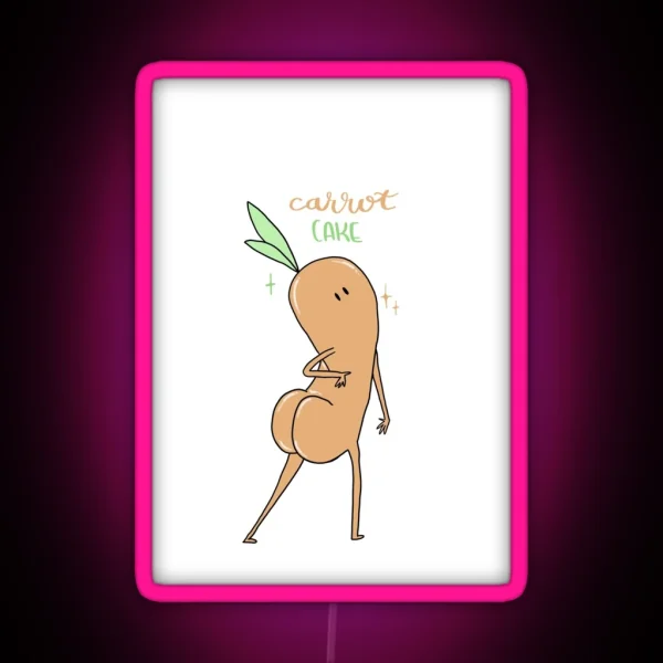 Carrot Cake Funny Cartoon RGB Neon Sign