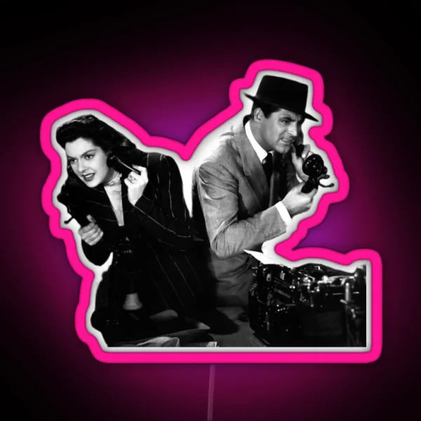 Cary Grant And Rosalind Russel In His Girl Friday RGB Neon Sign