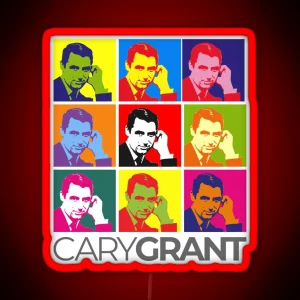 Cary Grant Pop Art Portrait Poster RGB Neon Sign