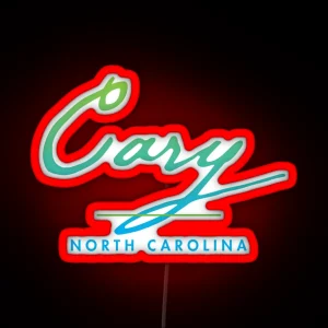 Cary North Carolina Typographic Design RGB Neon Sign