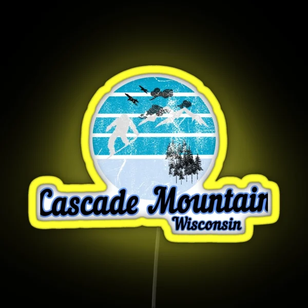 Cascade Mountain Wisconsin Usa Winter Ski RGB Neon Sign