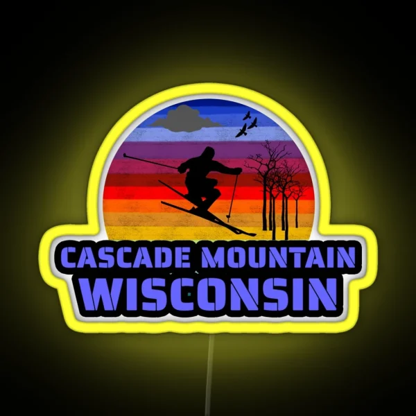 Cascade Mountain Wisconsin Usa Winter Ski RGB Neon Sign