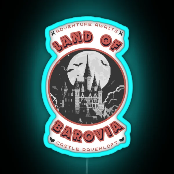 Castle Ravenloft In Barovia In Black And White RGB Neon Sign