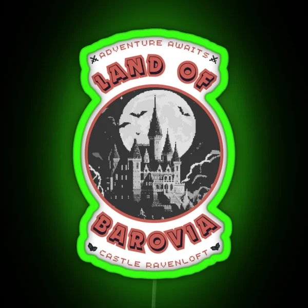 Castle Ravenloft In Barovia In Black And White RGB Neon Sign