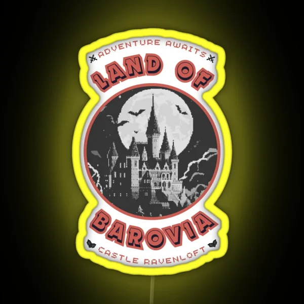 Castle Ravenloft In Barovia In Black And White RGB Neon Sign