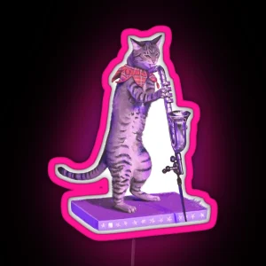 Cat And Bass Clarinet RGB Neon Sign