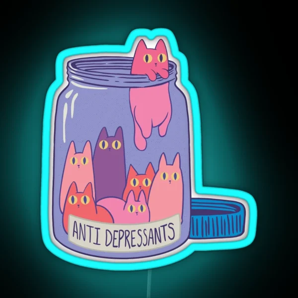 Cat Anti Depressants RGB Neon Sign