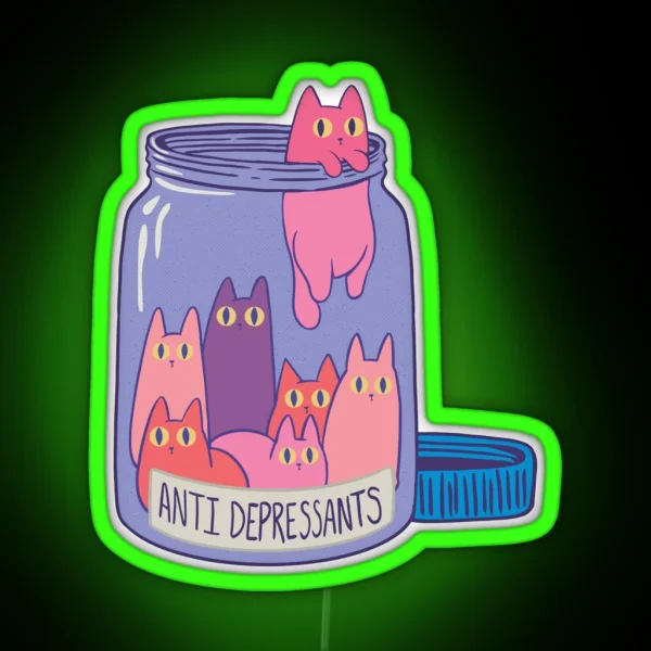 Cat Anti Depressants RGB Neon Sign