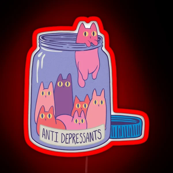 Cat Anti Depressants RGB Neon Sign