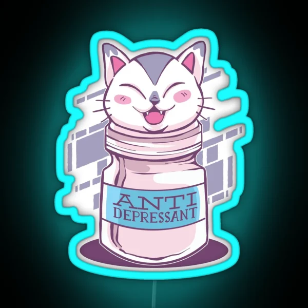 Cat Antidepressant RGB Neon Sign