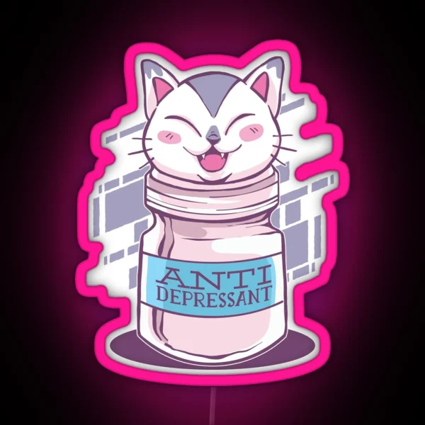 Cat Antidepressant RGB Neon Sign