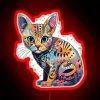 Cat Art Ocicat Mixed Media Technique Combining Feline Humor And Martial RGB Neon Sign - Image 2