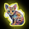 Cat Art Ocicat Mixed Media Technique Combining Feline Humor And Martial RGB Neon Sign - Image 5
