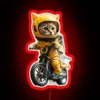 Cat Astronaut Motorcycle Gift RGB Neon Sign