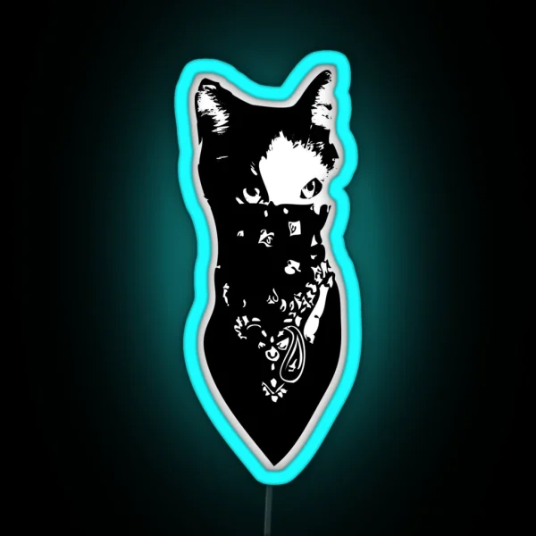 Cat Bandana RGB Neon Sign