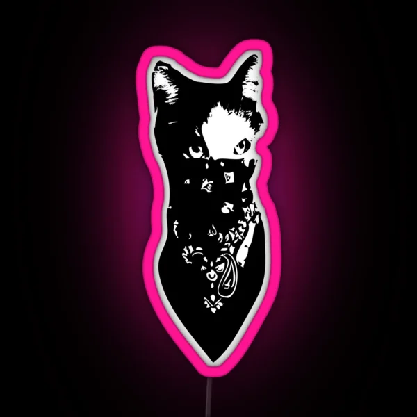 Cat Bandana RGB Neon Sign