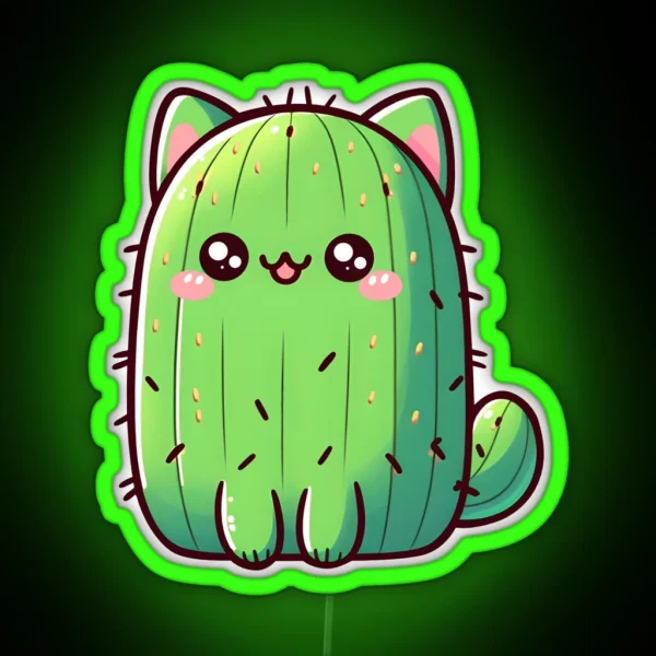 Cat Cactus RGB Neon Sign
