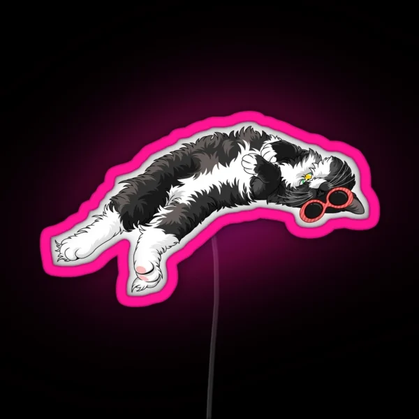 Cat Chilling In Sunglasses RGB Neon Sign