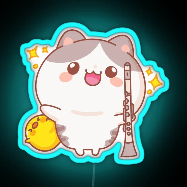 Cat Clarinet RGB Neon Sign