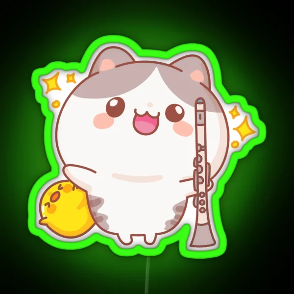 Cat Clarinet RGB Neon Sign