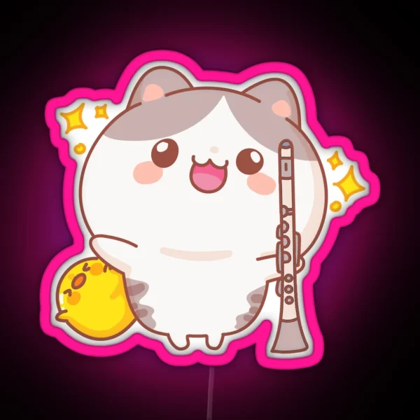 Cat Clarinet RGB Neon Sign