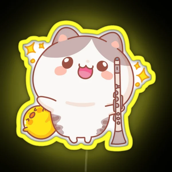 Cat Clarinet RGB Neon Sign