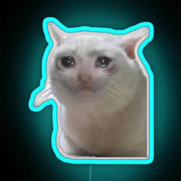 CAT CRYING MEME RGB Neon Sign