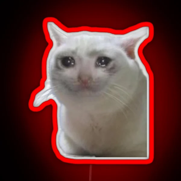 CAT CRYING MEME RGB Neon Sign