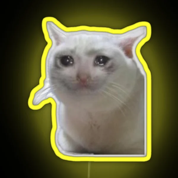 CAT CRYING MEME RGB Neon Sign