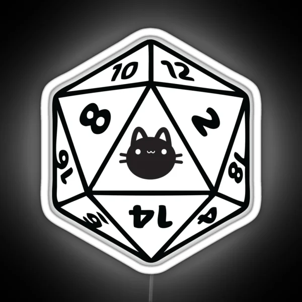 Cat D20 Dice Dnd RGB Neon Sign