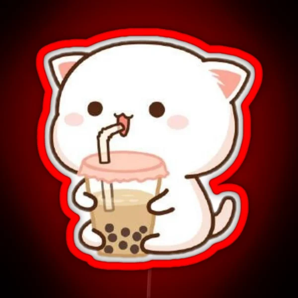 Cat Drinking Boba RGB Neon Sign