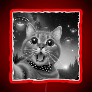 Cat Encounter Alien Selfie RGB Neon Sign