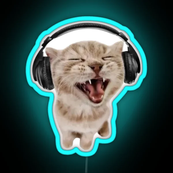 Cat Headphone RGB Neon Sign