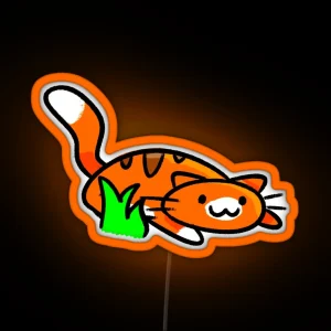 Cat Hiding Behind Grass RGB Neon Sign