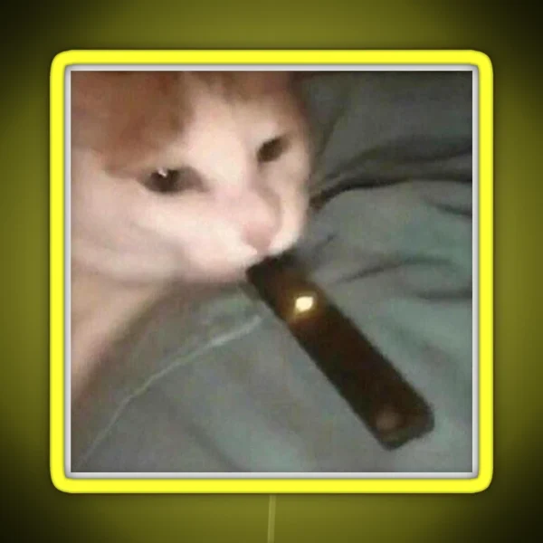 Cat Hitting A Fat Vape RGB Neon Sign