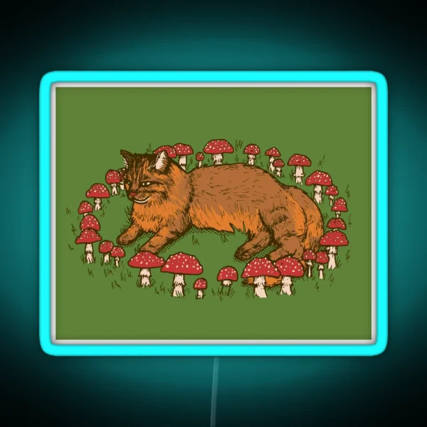 Cat In A Mushroom Ring RGB Neon Sign