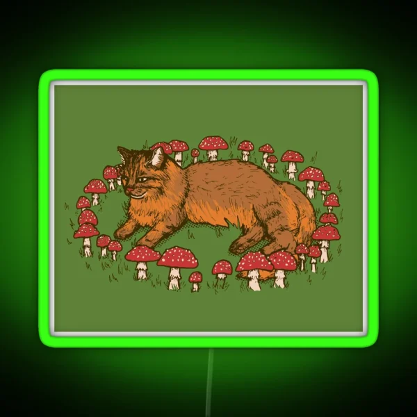 Cat In A Mushroom Ring RGB Neon Sign