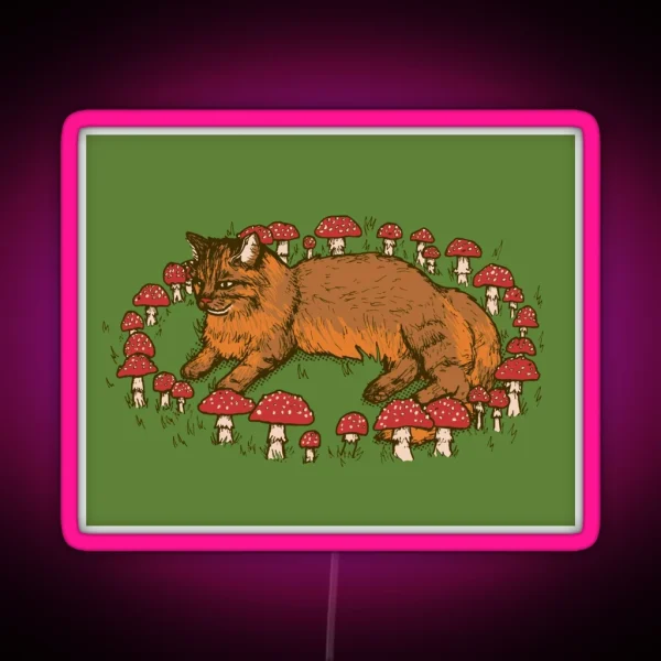 Cat In A Mushroom Ring RGB Neon Sign