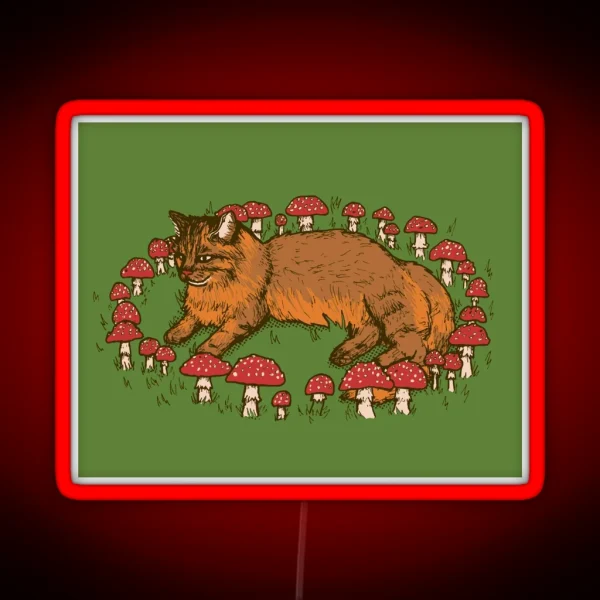 Cat In A Mushroom Ring RGB Neon Sign