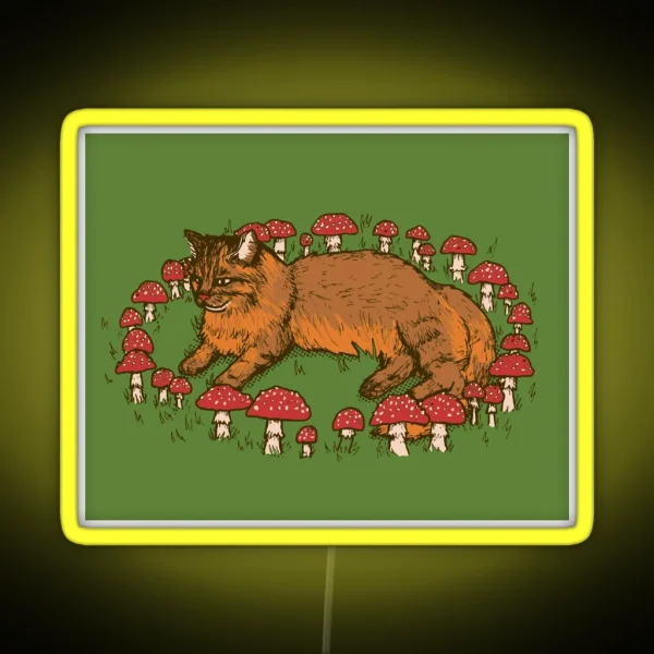 Cat In A Mushroom Ring RGB Neon Sign