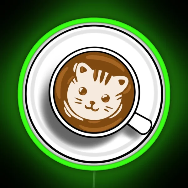 Cat Latte Art RGB Neon Sign